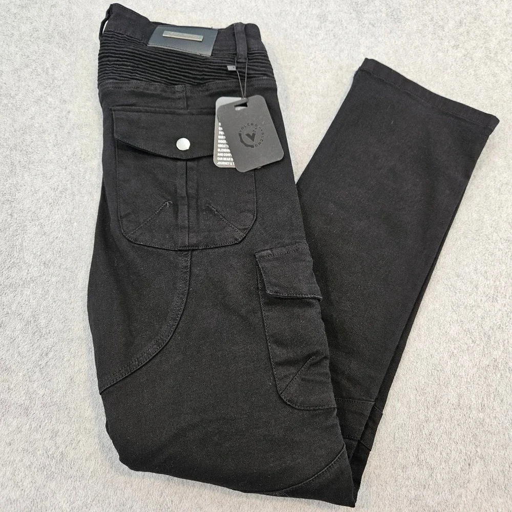 Volero Safety & Innovation Mens Black Motorcycle Riding Cargo Jeans Size S M NWT